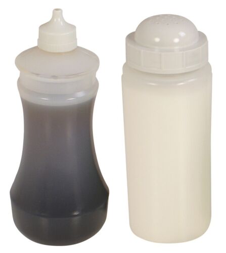 Plastic salt shaker vinegar - salt,