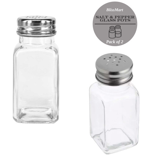 Salt and pepper glass shakers - salt,
