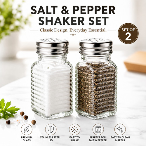 Glass salt pepper - salt, set